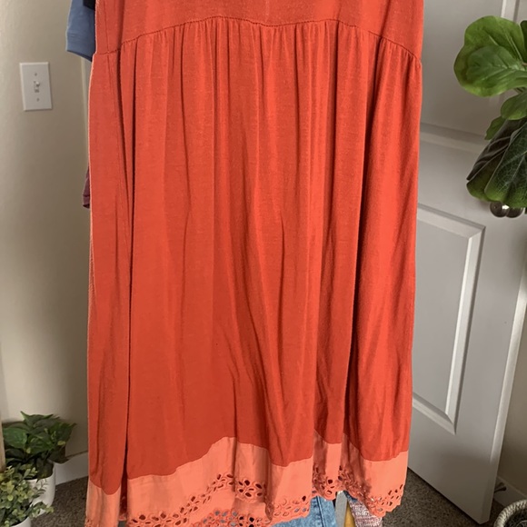 BlueHeaven babydoll rust color mini dress boho beach lace trim size Lg (juniors) - Picture 7 of 7